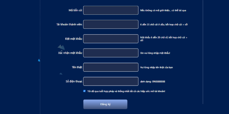 Hướng dẫn tạo tài khoản chơi